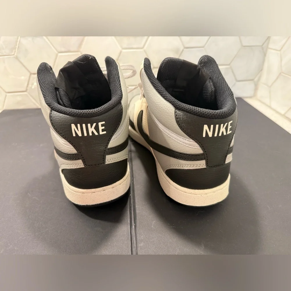 Size 10 - Men’s Nike Court Vision Next Nature Mid White Black Gray - Worn Once
